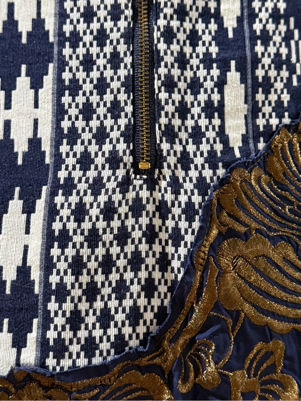 Anthropologie x Floreat Print Embroidered Blue White Floral Bronze Dress size 0 - Picture 10 of 12